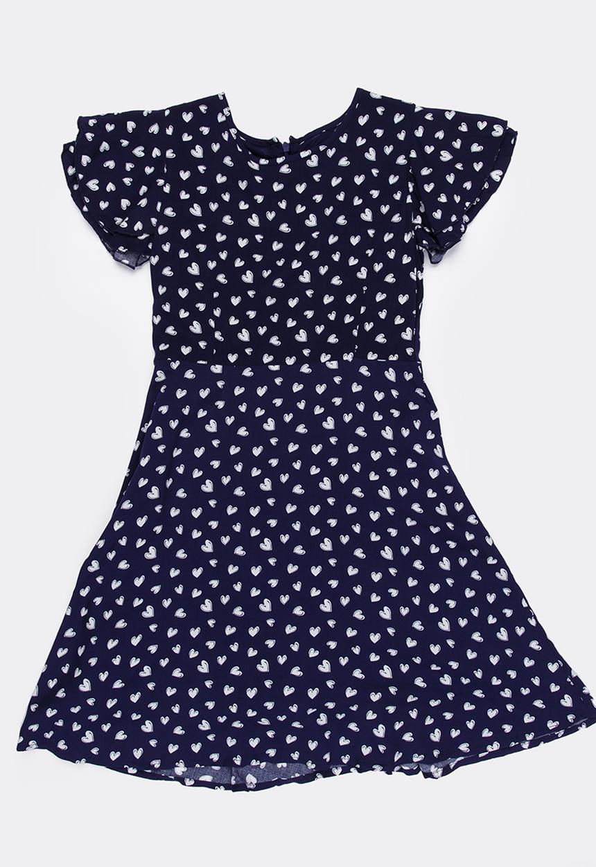 MINOTI - Rebel AOP Dress with Flutter Sleeves Navy