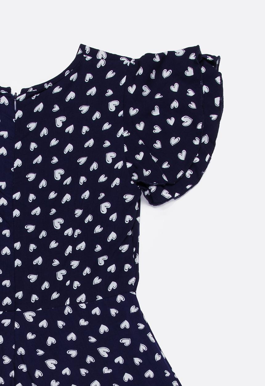 MINOTI - Rebel AOP Dress with Flutter Sleeves Navy