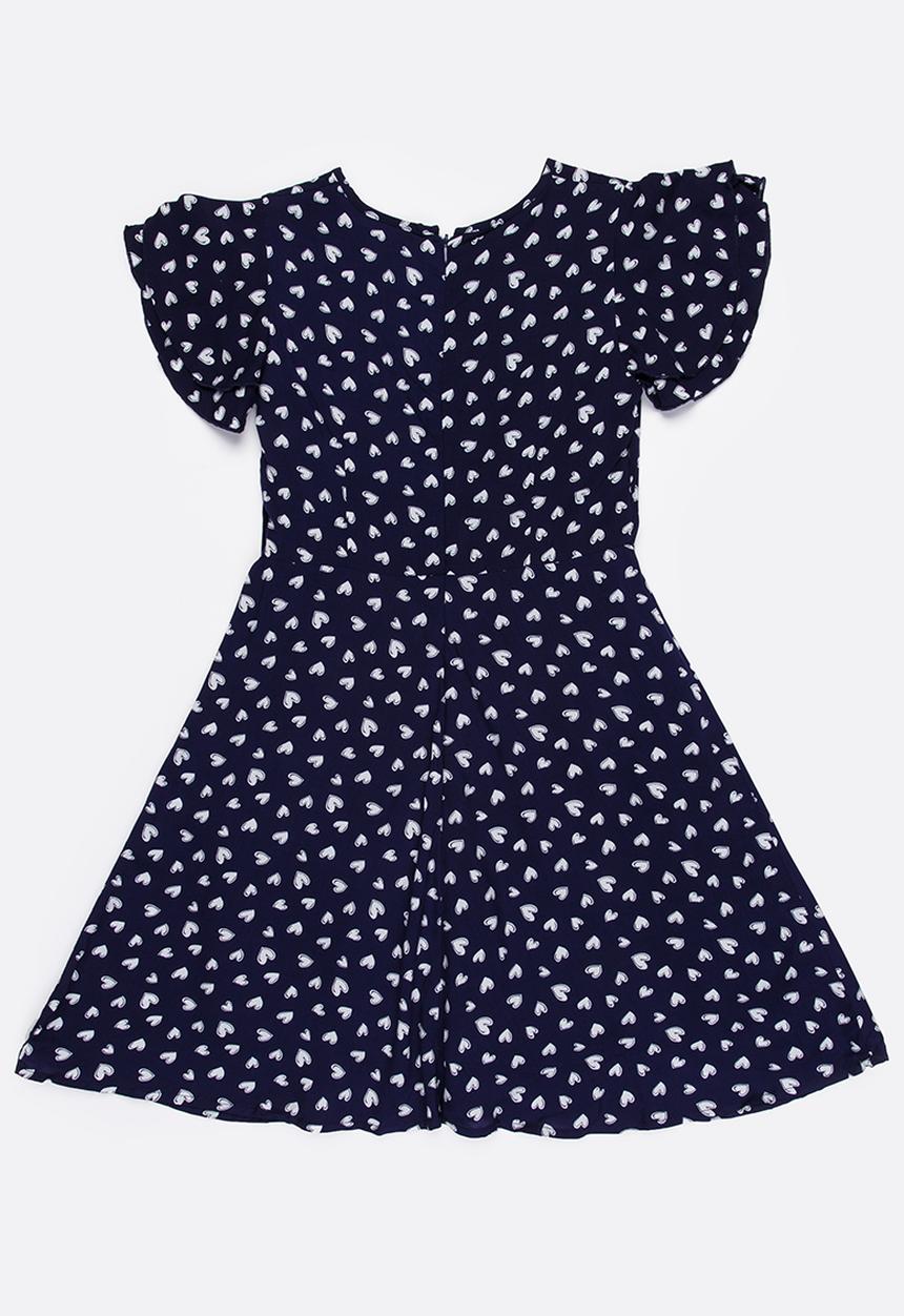 MINOTI - Rebel AOP Dress with Flutter Sleeves Navy
