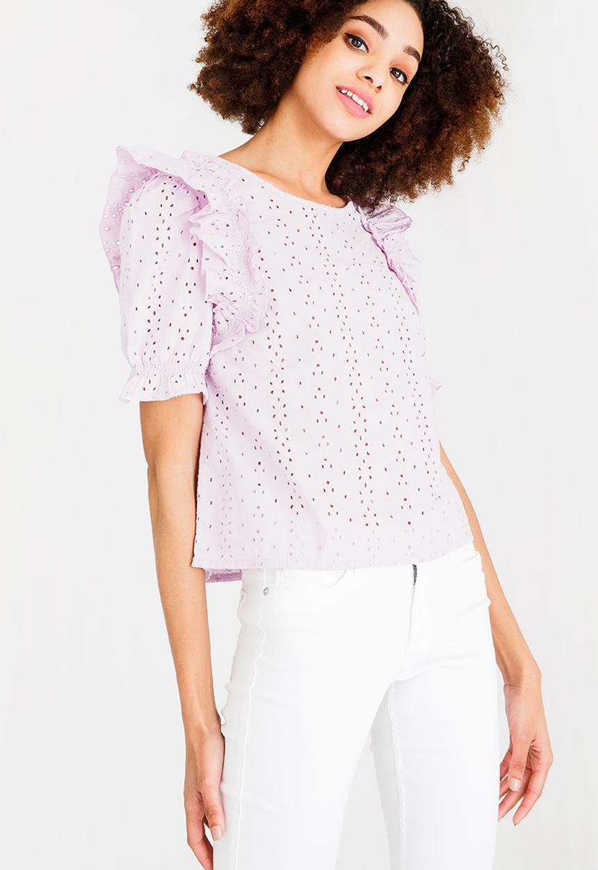 ONLY - Larissa Broderie Top Pale Purple