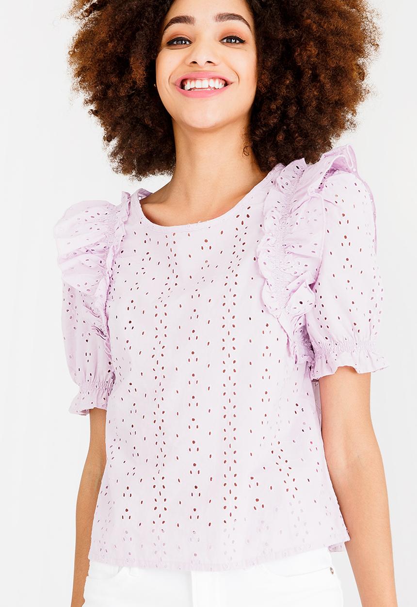 ONLY - Larissa Broderie Top Pale Purple