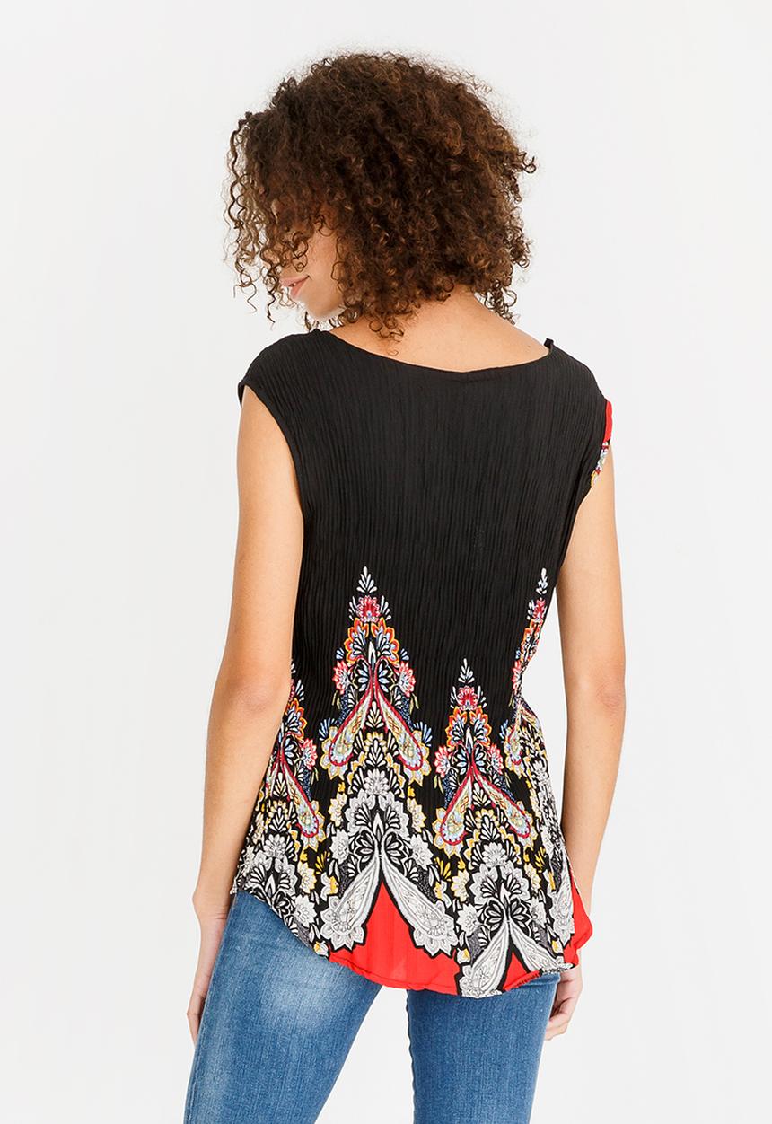 Revenge - Floral Top with Pearl Detail Black