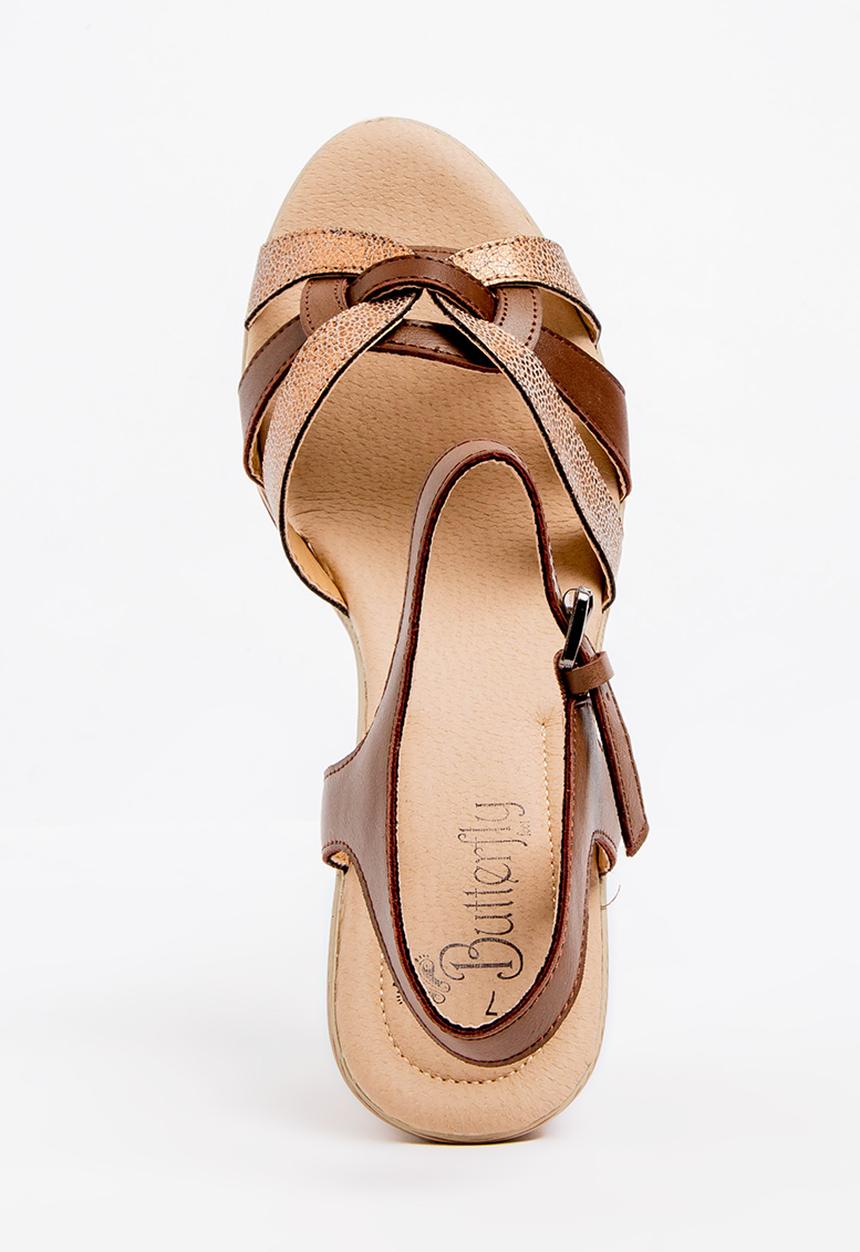 Butterfly Feet - Kim Open Toe Wedges Brown