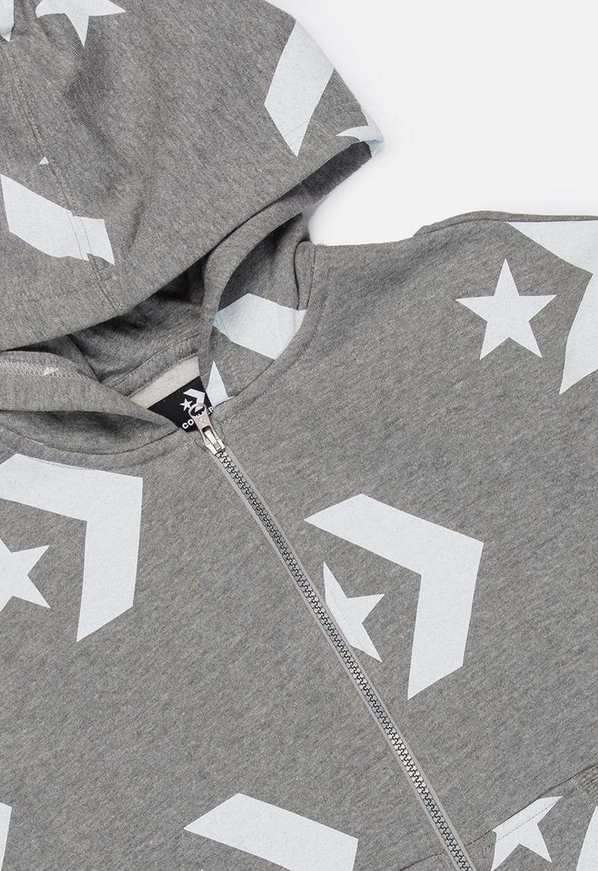 Converse - Converse star chevron printed full zip hoodie - grey