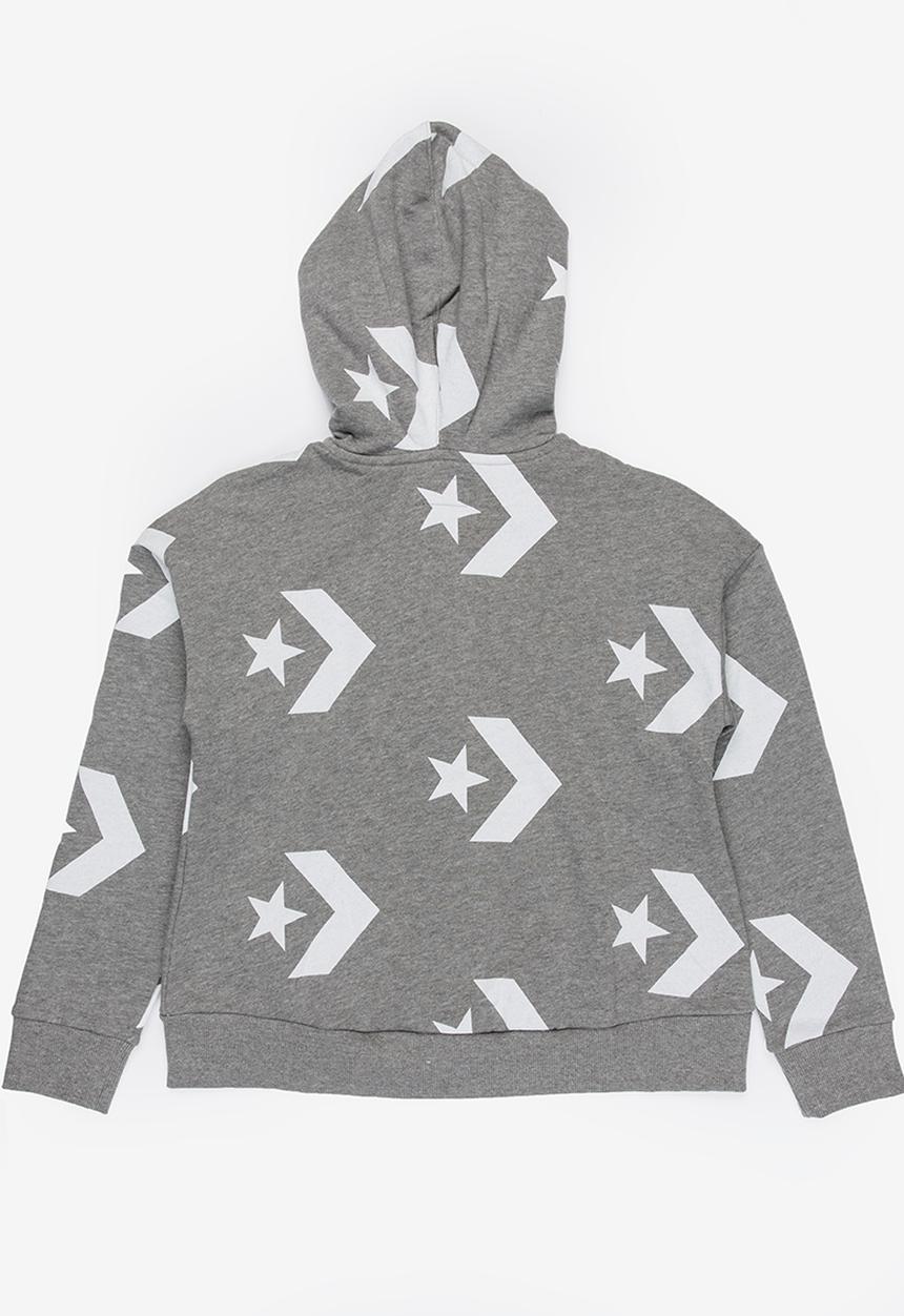 Converse - Converse star chevron printed full zip hoodie - grey
