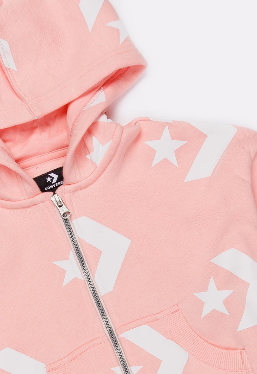 Converse - Star chevron printed full zip hoodie - pink