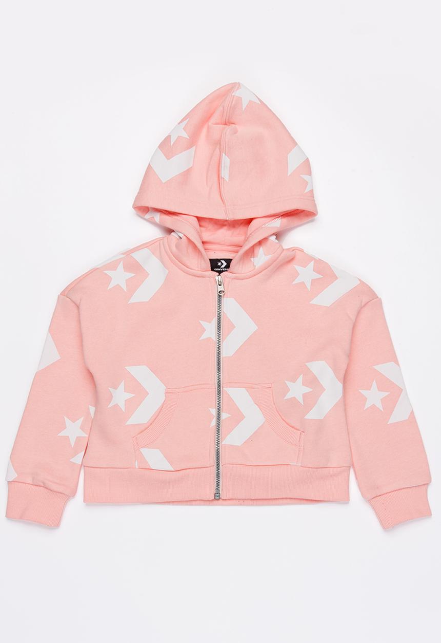 Converse - Star chevron printed full zip hoodie - pink