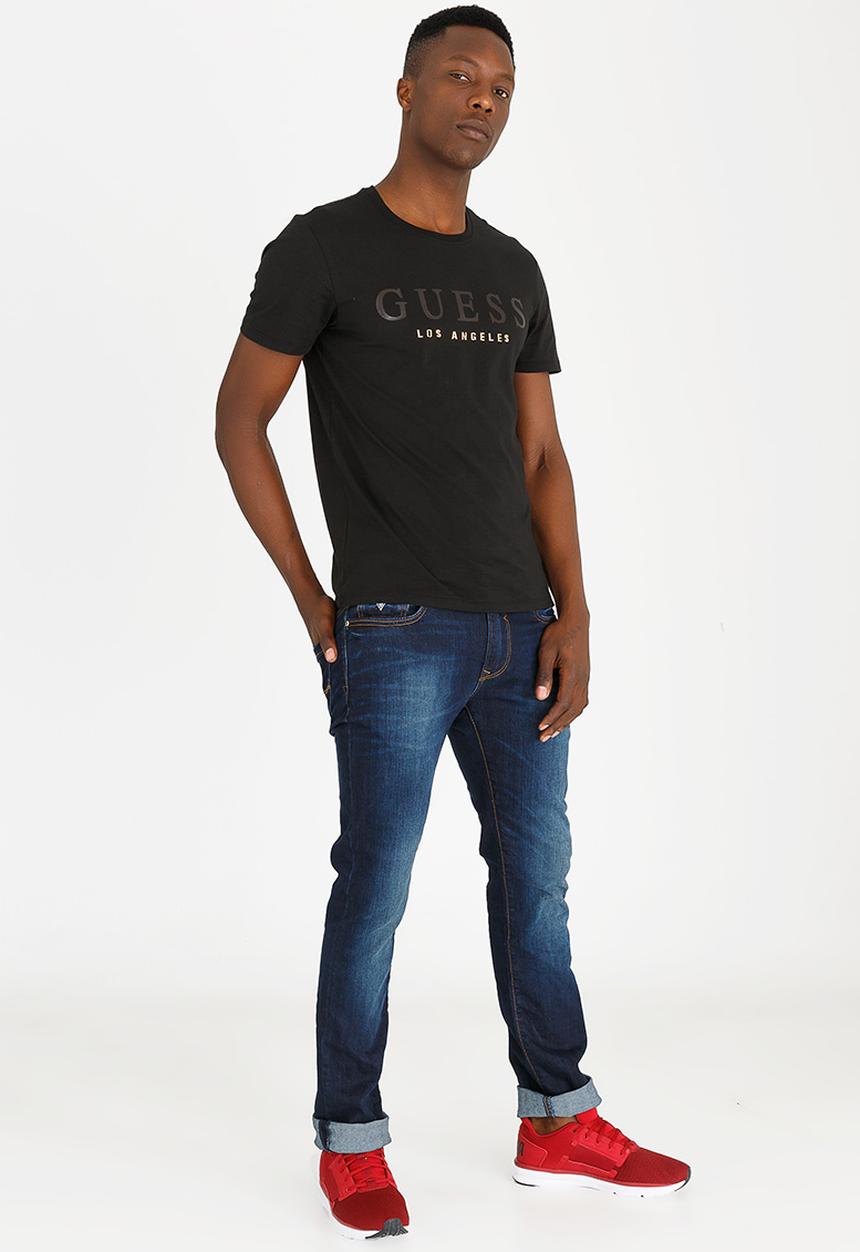 GUESS - Los Angeles metal tee  - black