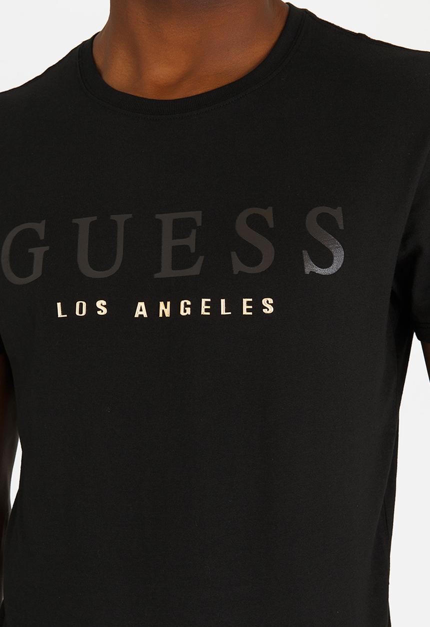 GUESS - Los Angeles metal tee  - black