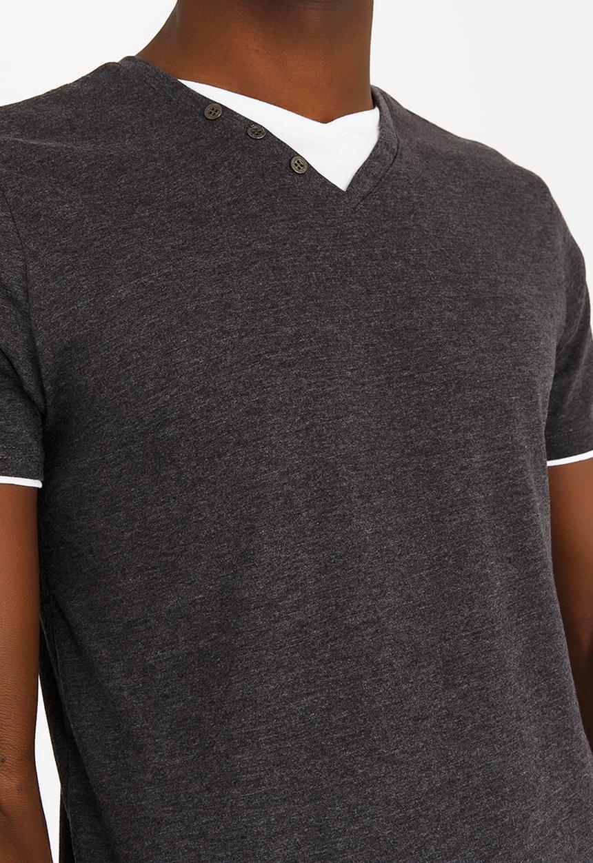 Brave Soul - Fable V-Neck Tee Charcoal