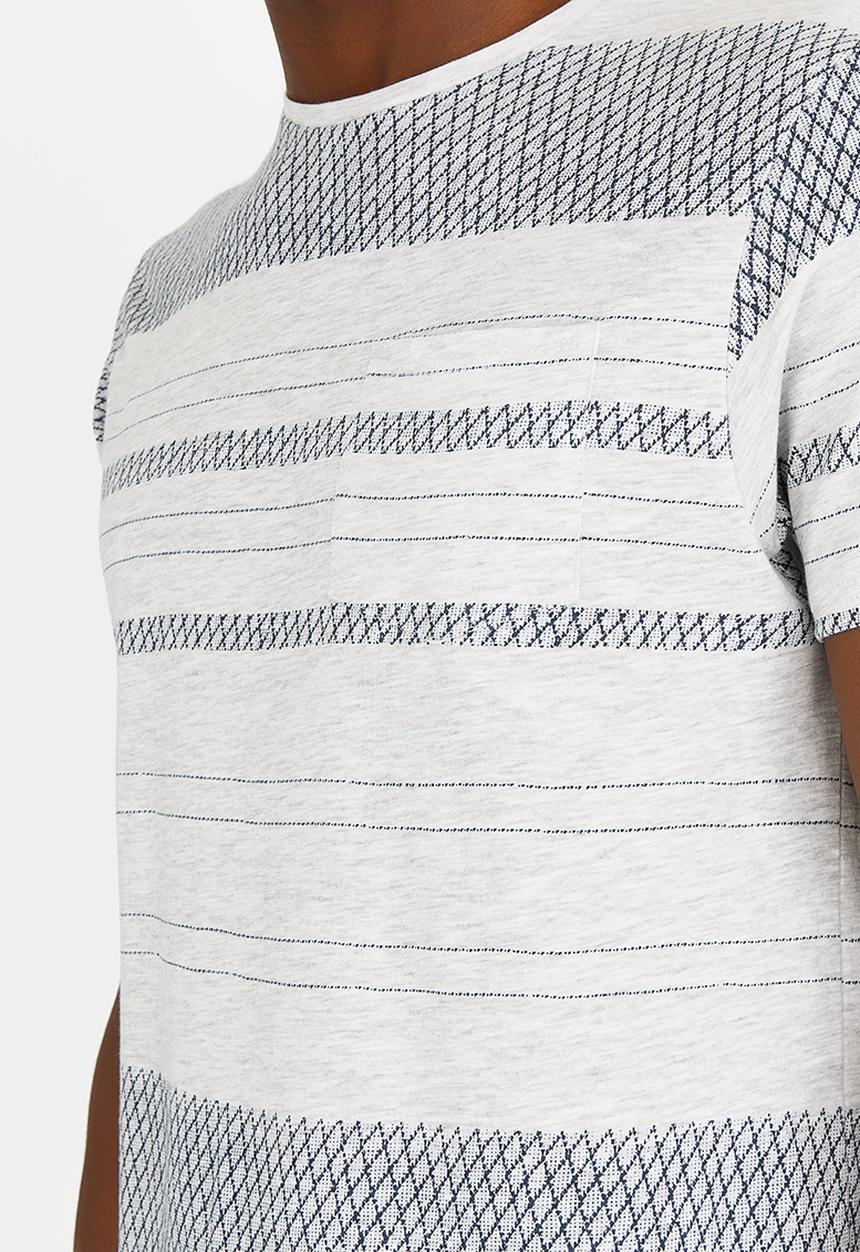 Brave Soul - Bamboon Striped Crew Neck Tee Grey