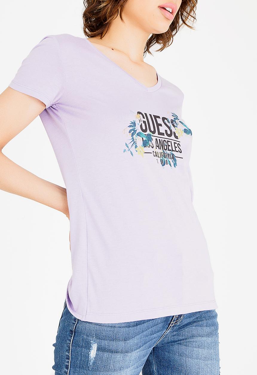 GUESS - Guess Floral Knot Detail Tee Mid Purple