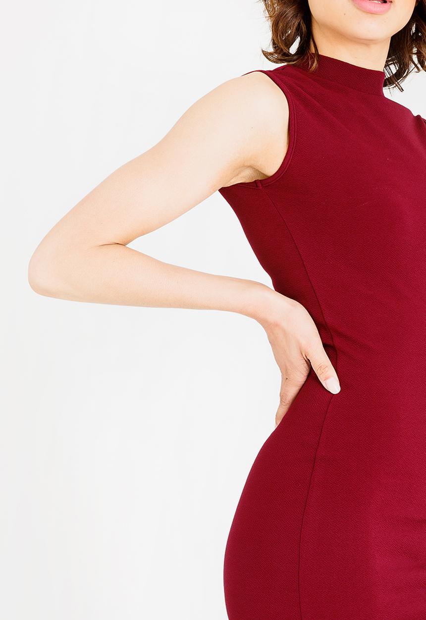 c(inch) - High Neck Bodycon Dress Burgundy