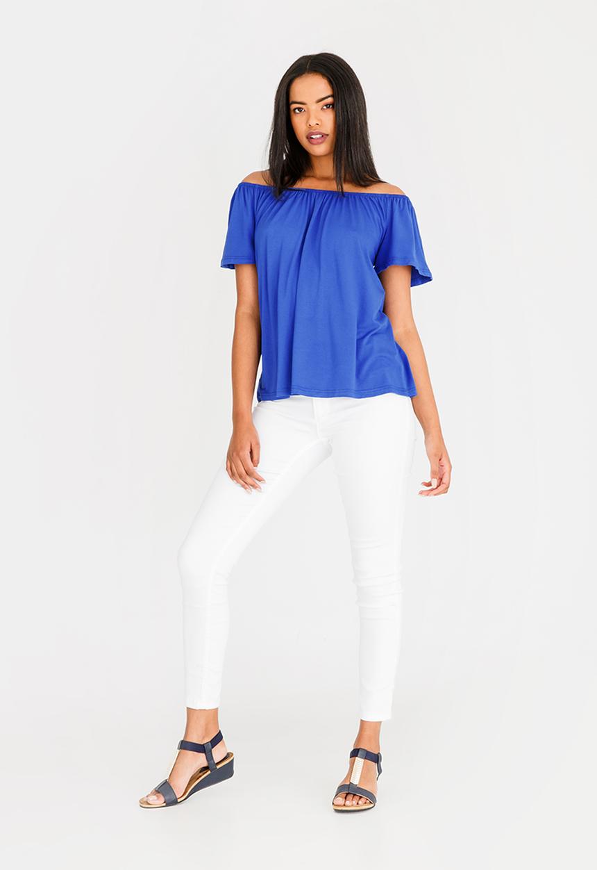 edit - Off-the-shoulder swing top - blue 