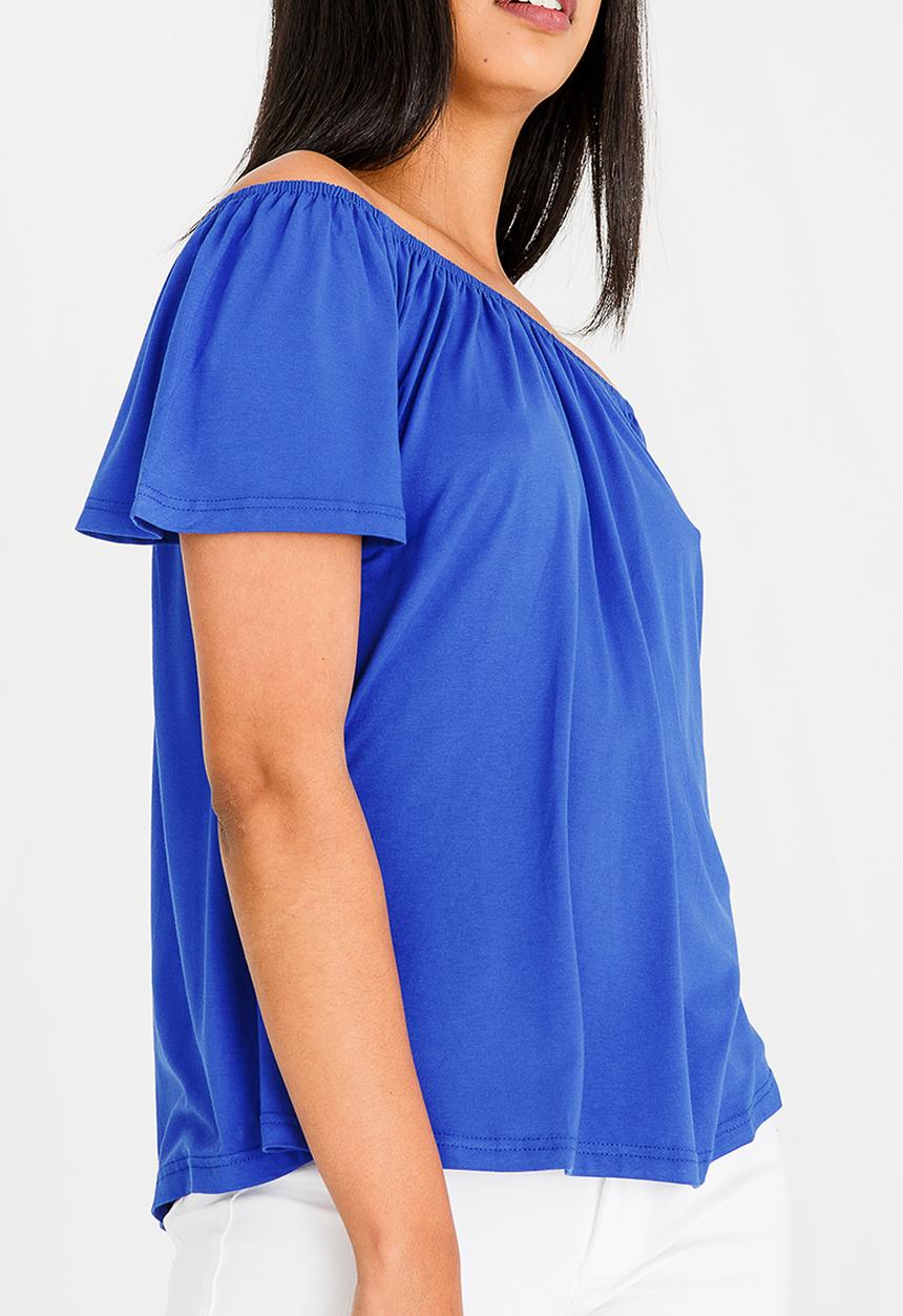 edit - Off-the-shoulder swing top - blue 