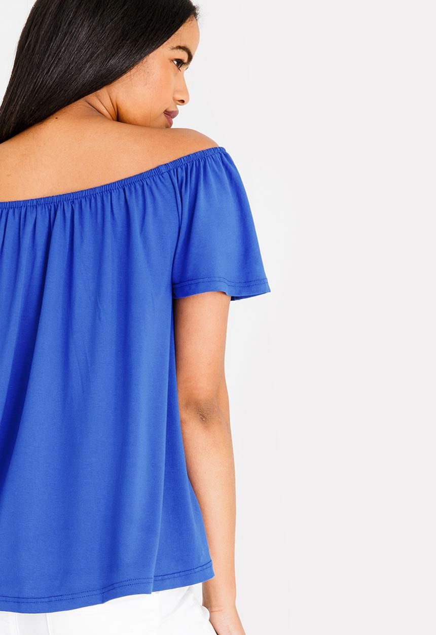 edit - Off-the-shoulder swing top - blue 