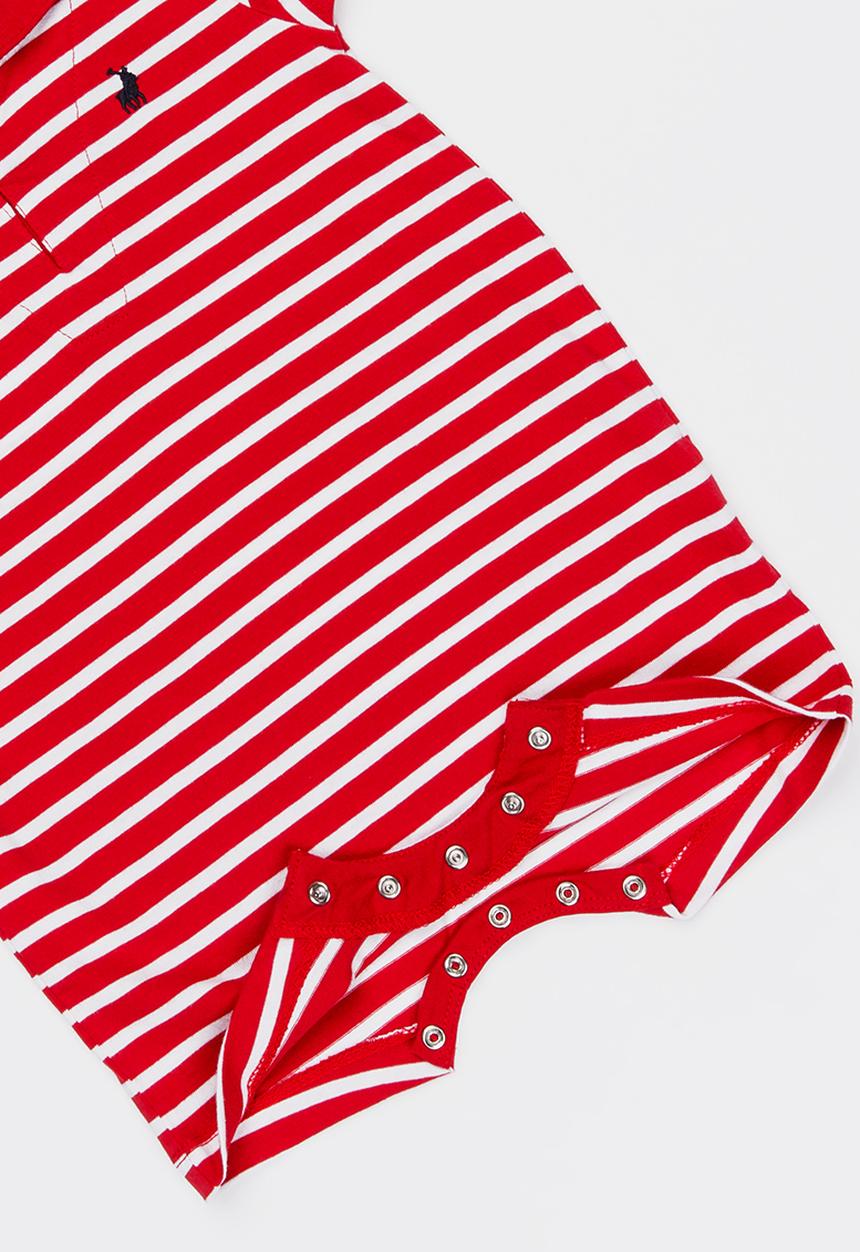 POLO - Tyler striped baby grow - red