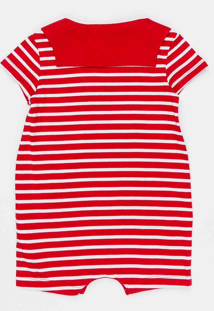 POLO - Tyler striped baby grow - red
