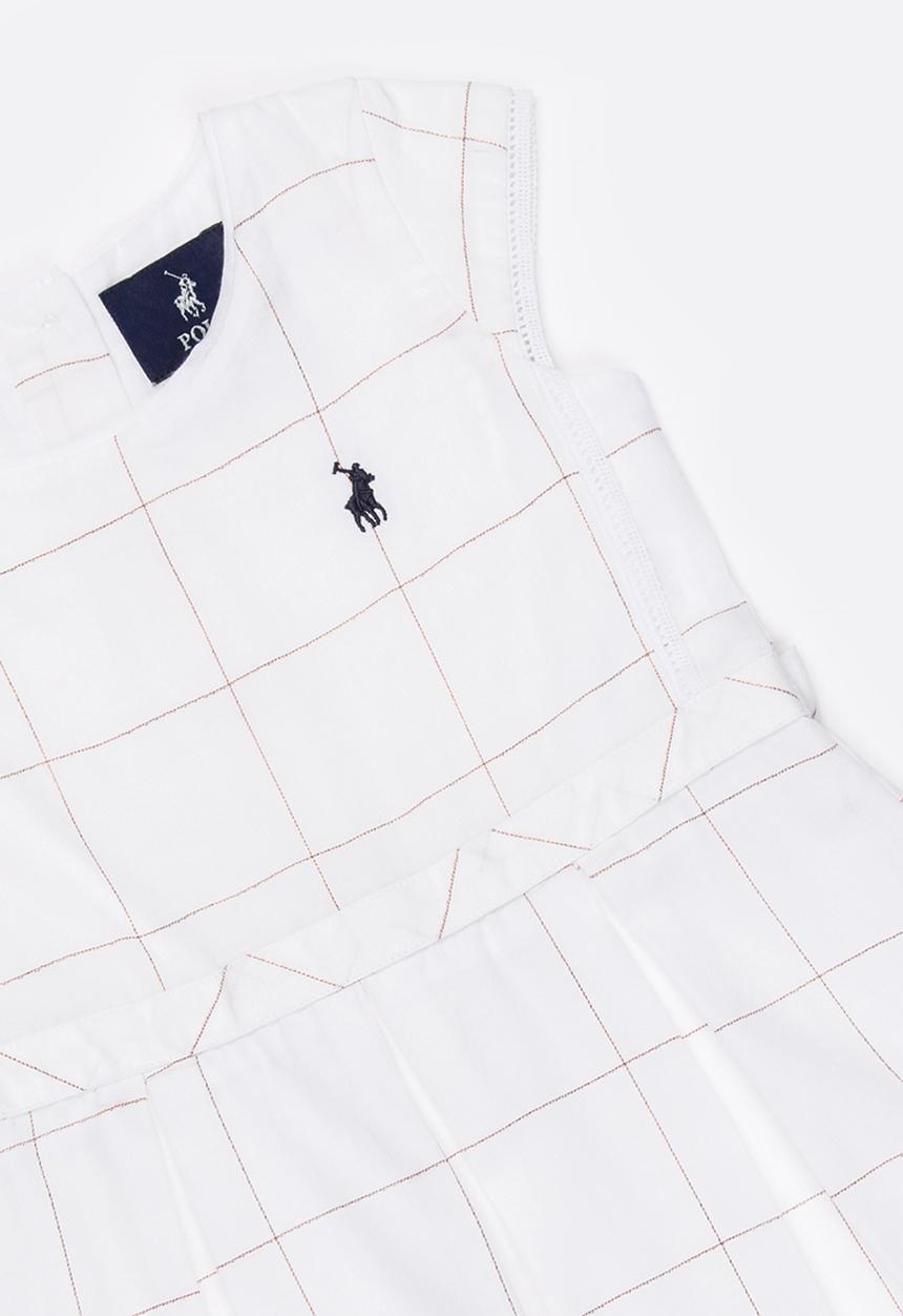 POLO - Olivia checked party dress - white