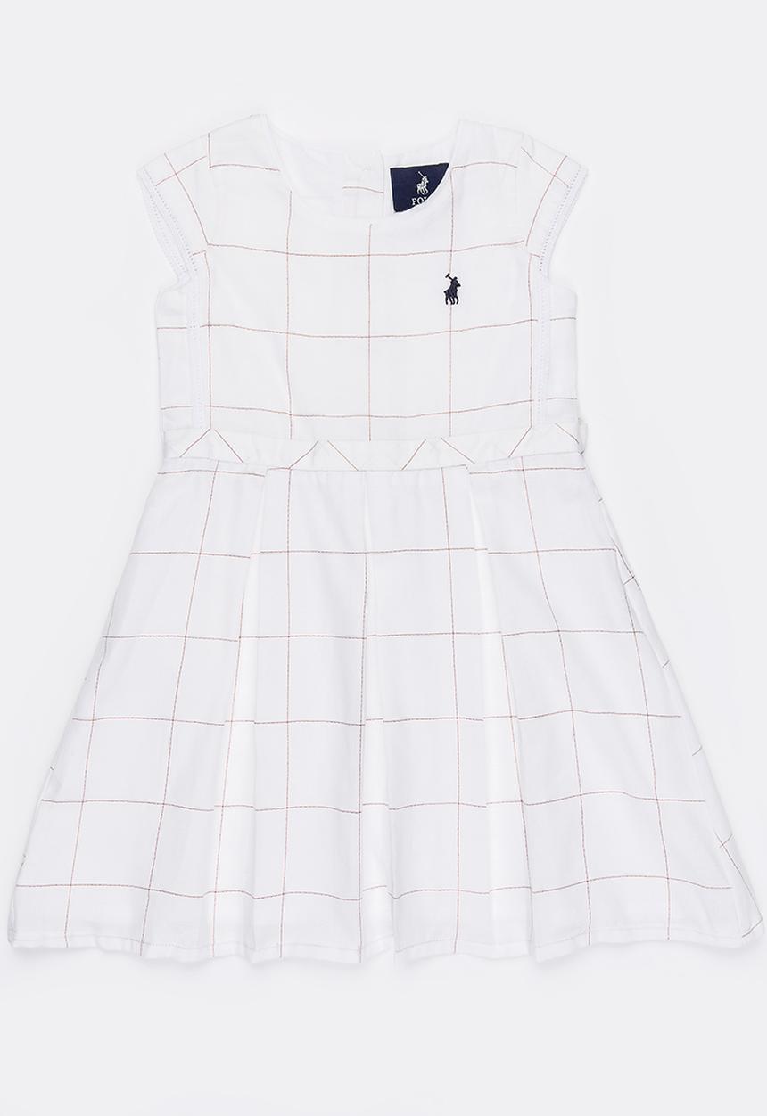 POLO - Olivia checked party dress - white