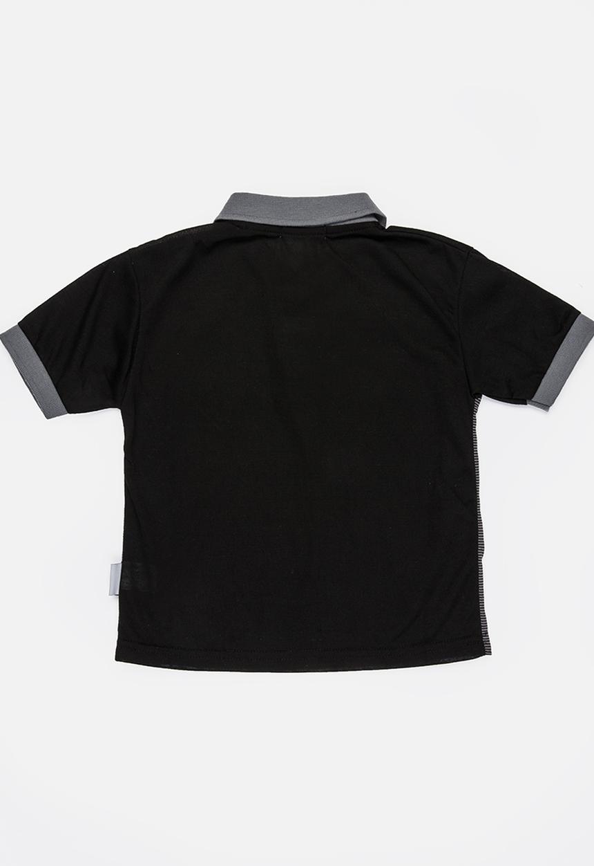 Twin Clothing - Printed Stripe Golfer T-shirt Black