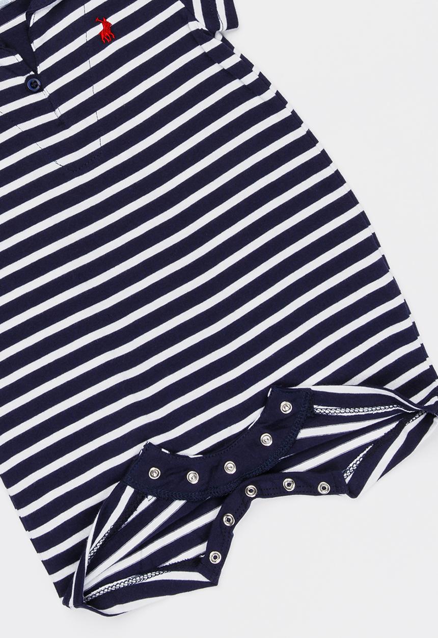 POLO - Tyler striped babygrow - navy & white