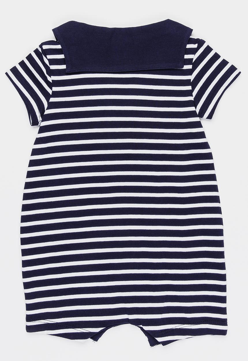 POLO - Tyler striped babygrow - navy & white