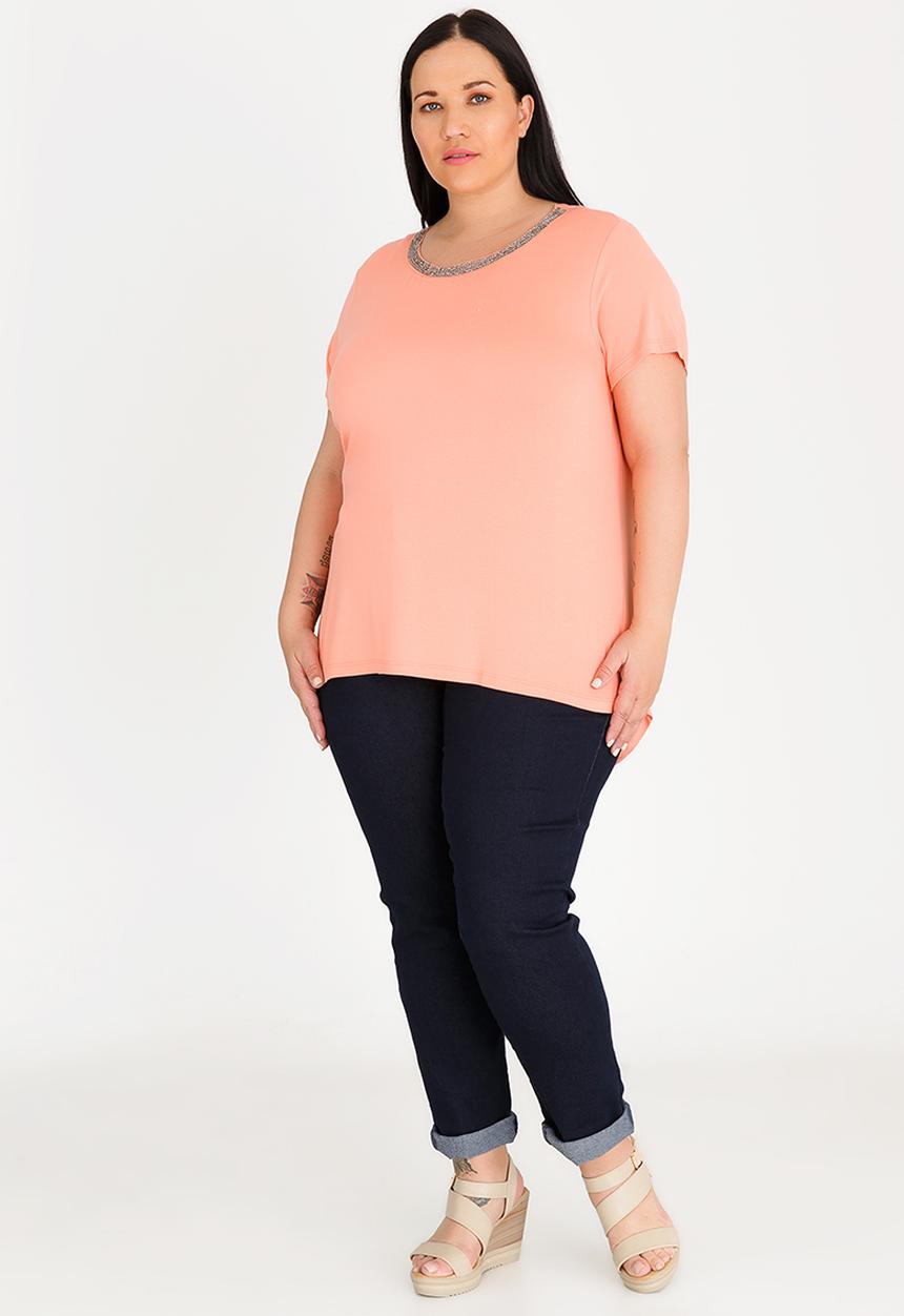 edit Plus - Embellished T-shirt - coral
