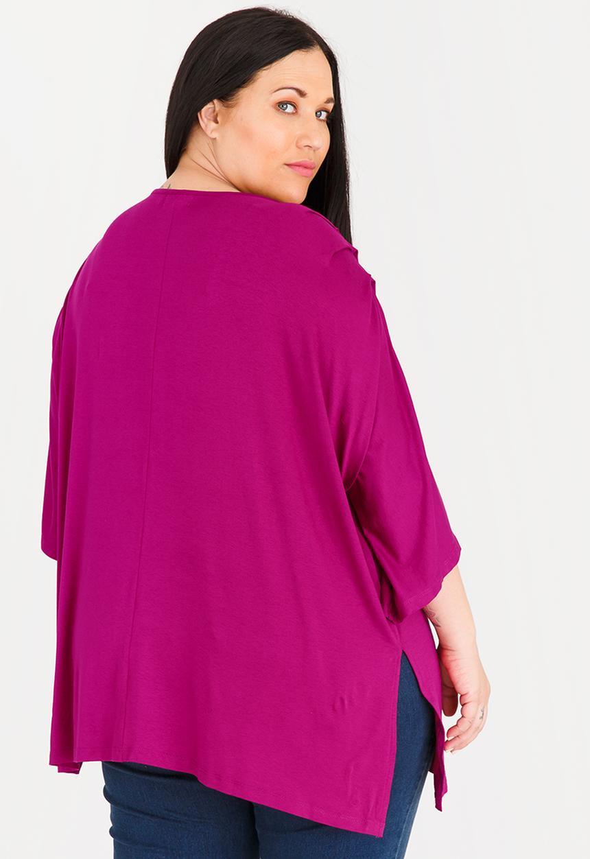 edit Plus - Cold Shoulder Top Dark Pink