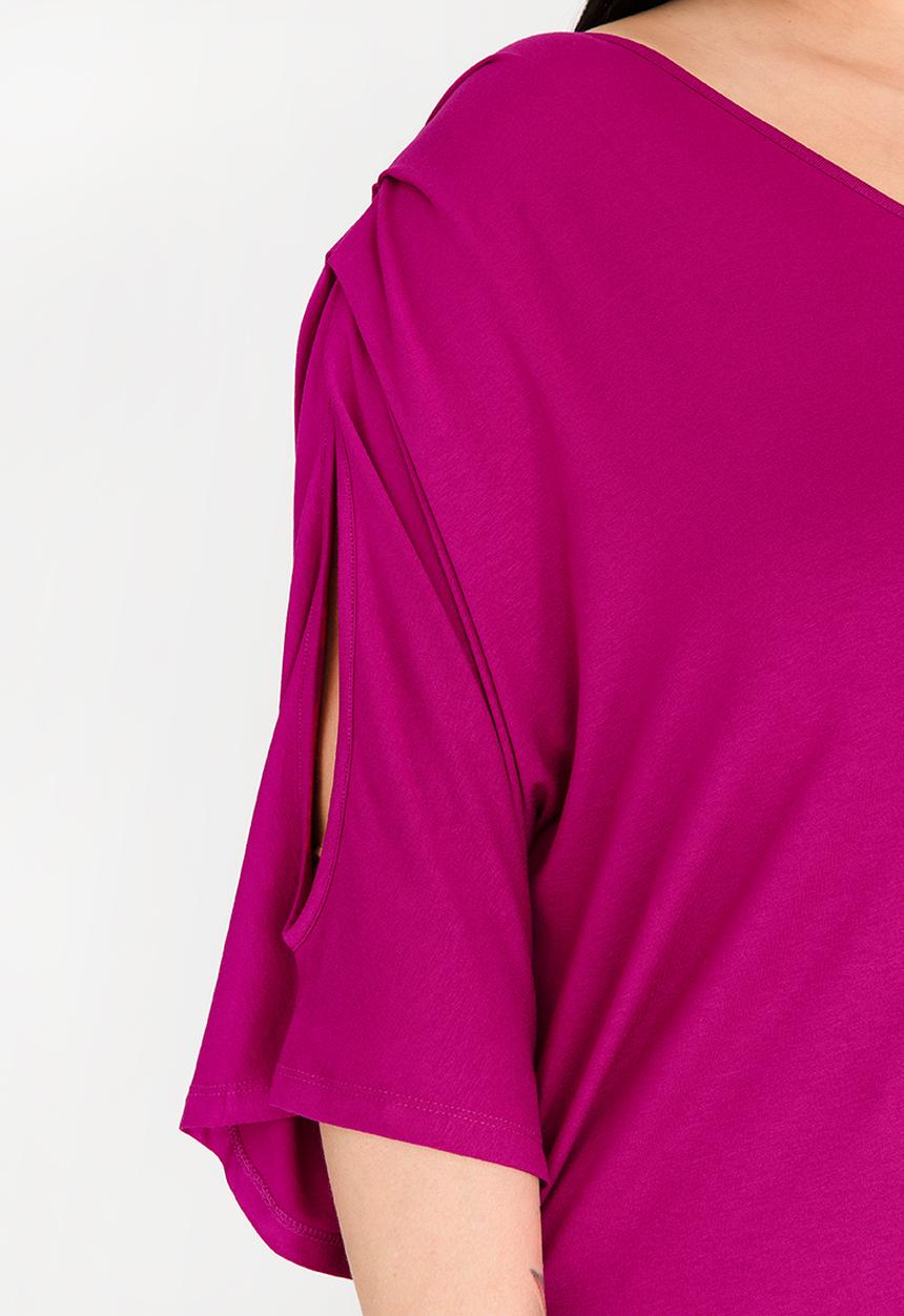 edit Plus - Cold Shoulder Top Dark Pink