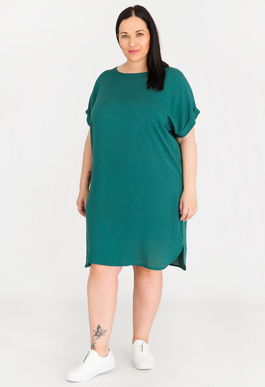 edit Plus - Basic Shift Dress Green