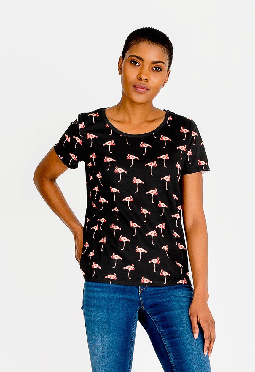 ONLY - Printed Flamingo Tee Black