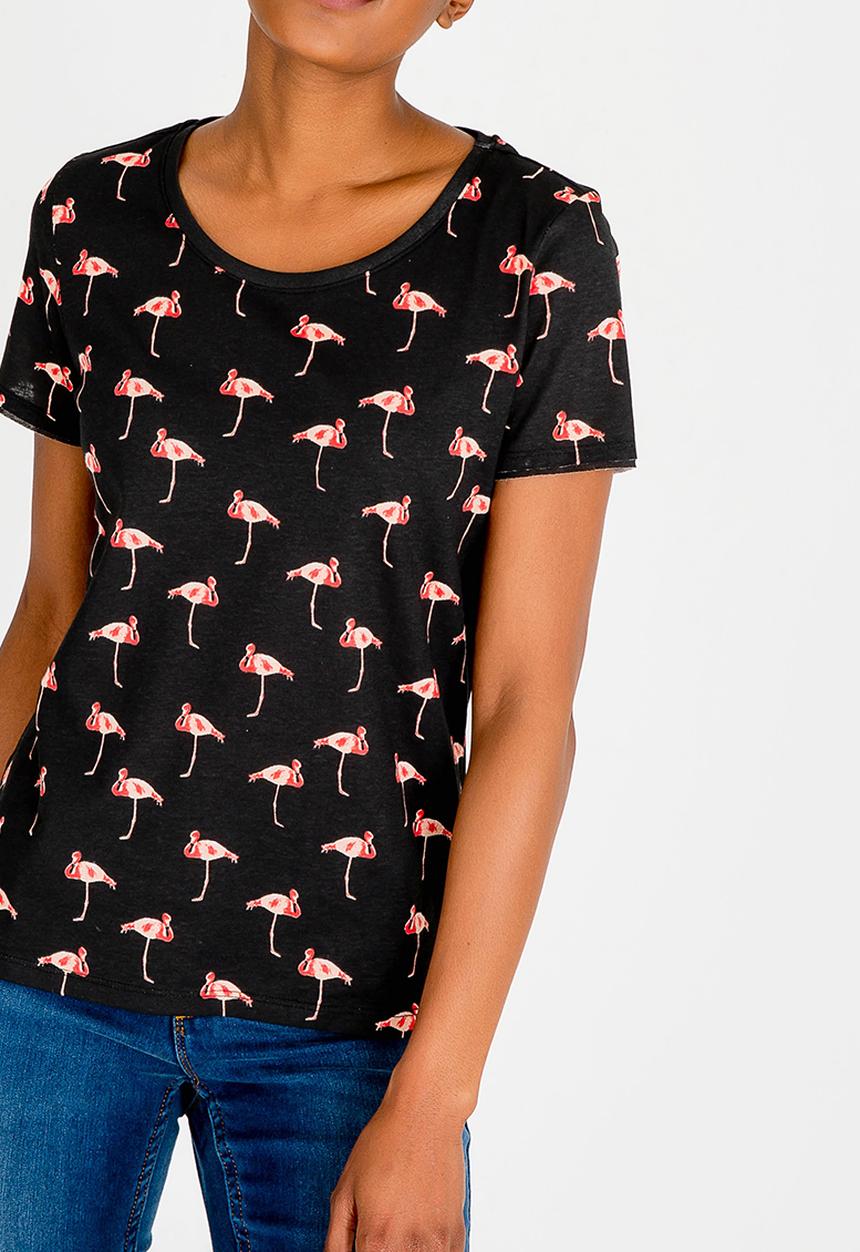 ONLY - Printed Flamingo Tee Black