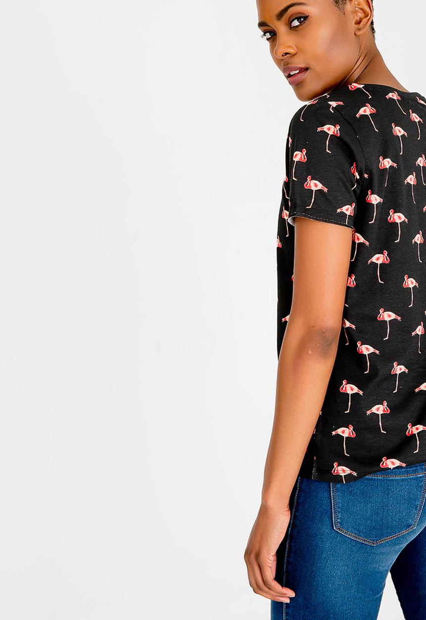 ONLY - Printed Flamingo Tee Black
