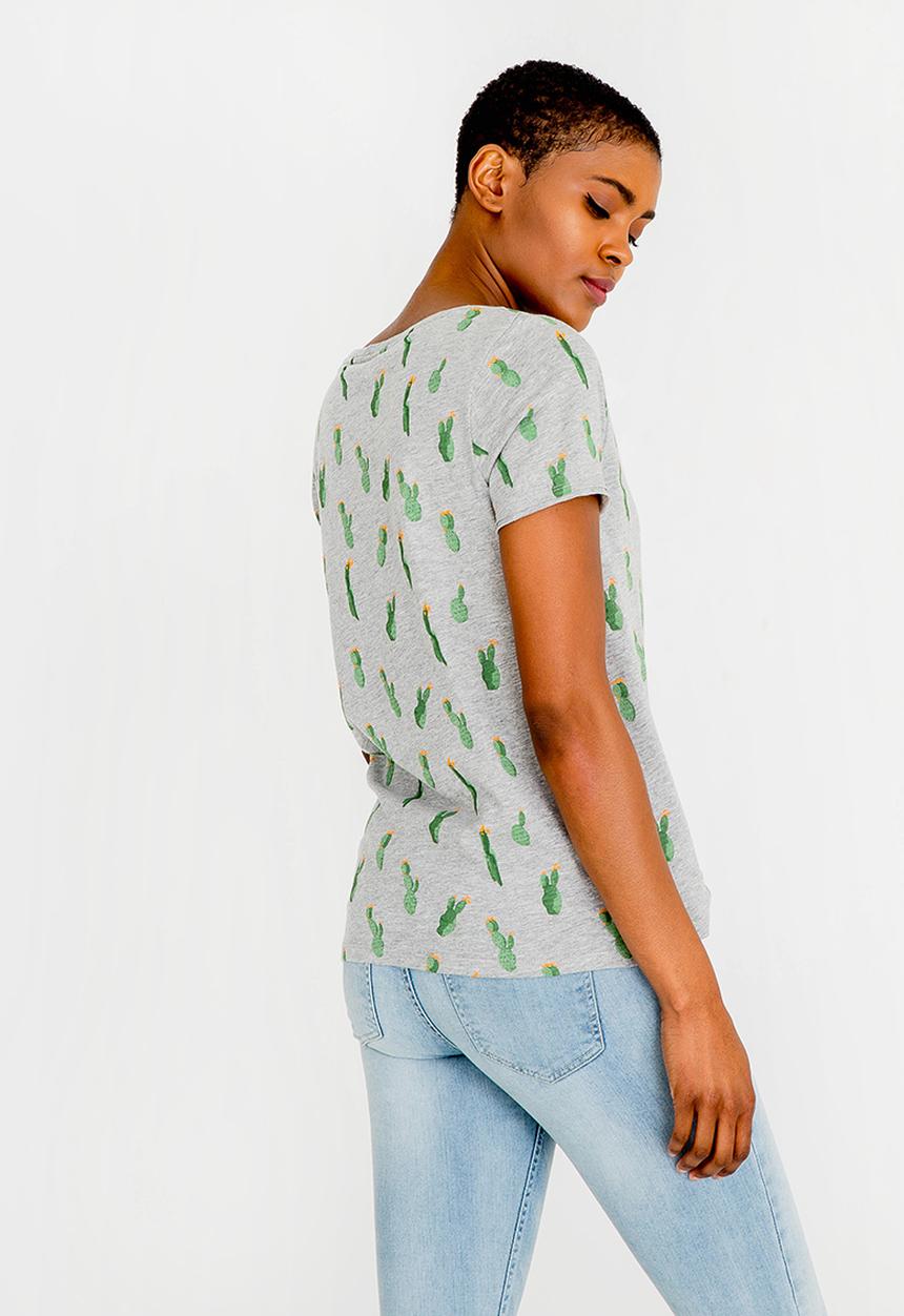 ONLY - Printed Cactus Tee Grey Melange