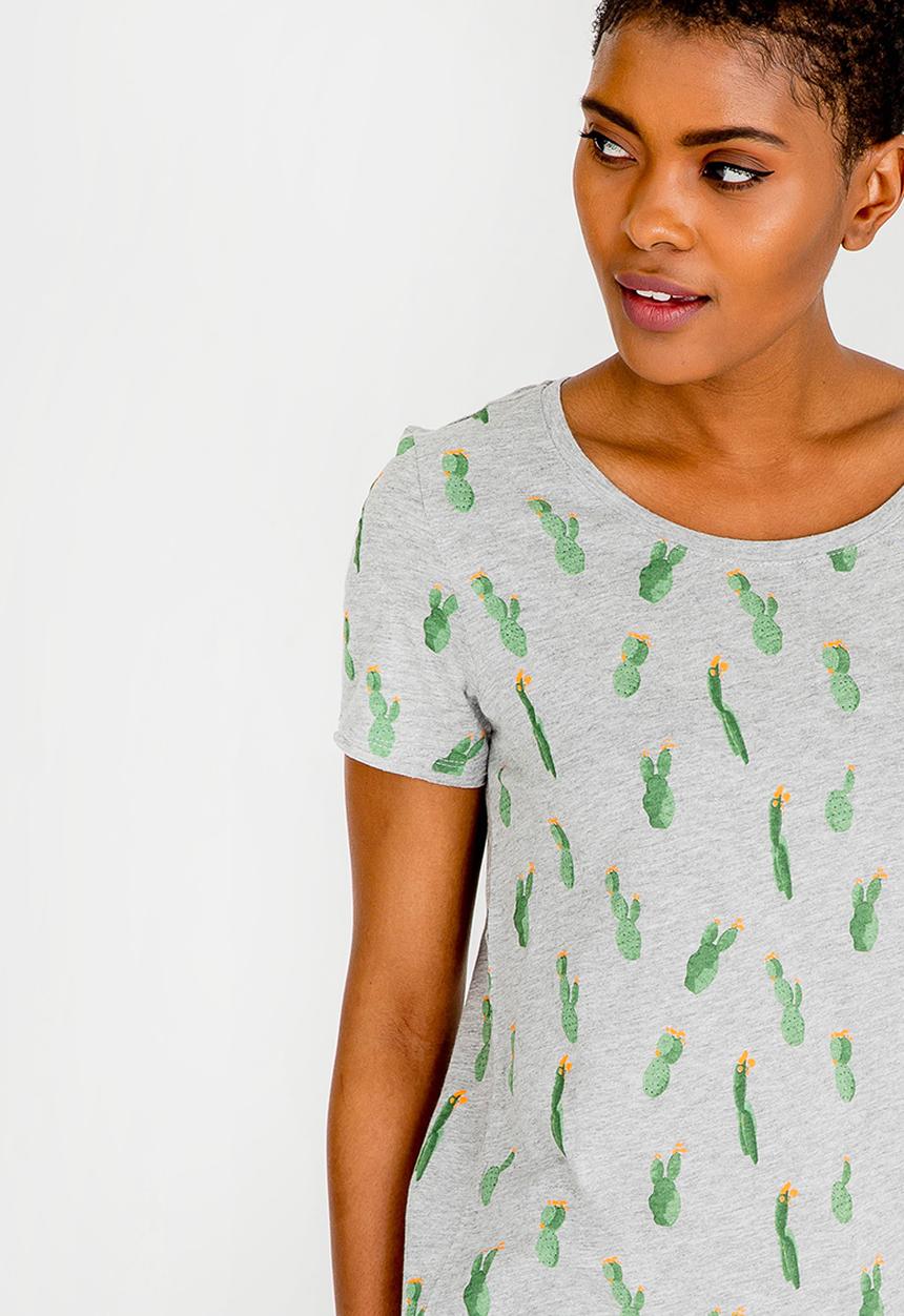 ONLY - Printed Cactus Tee Grey Melange