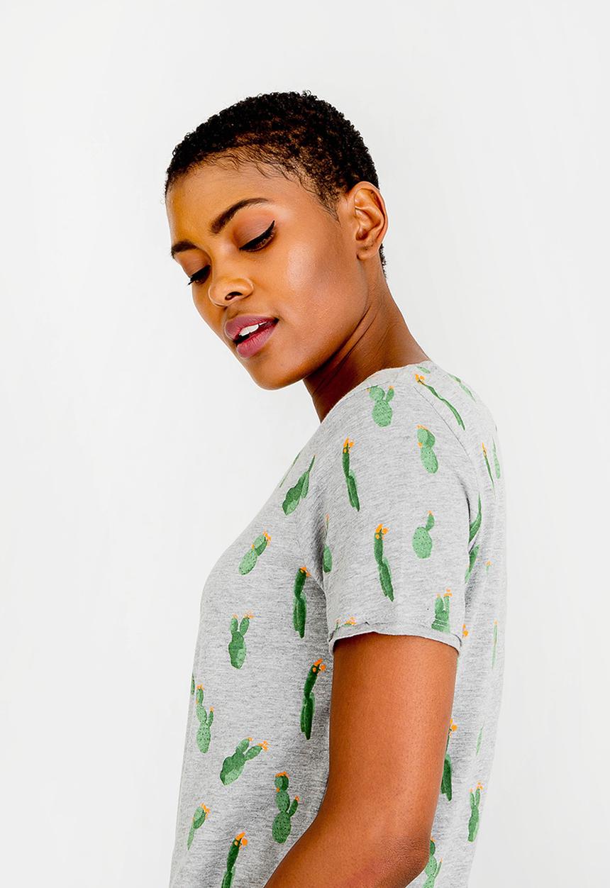ONLY - Printed Cactus Tee Grey Melange