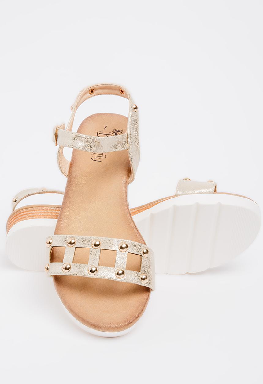 Butterfly Feet - Zhi Open Toe Wedges Gold