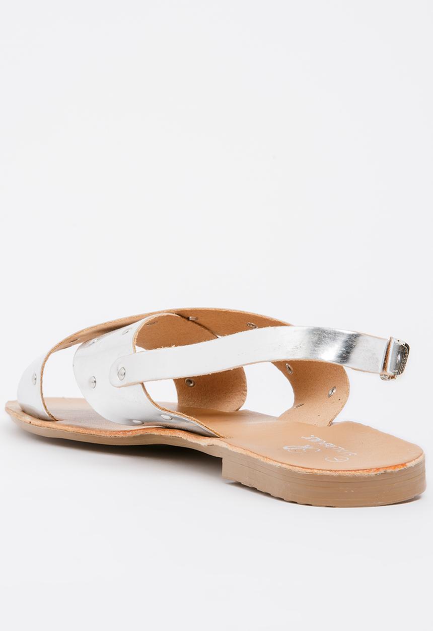 STYLE REPUBLIC - Studded double band sandal- silver