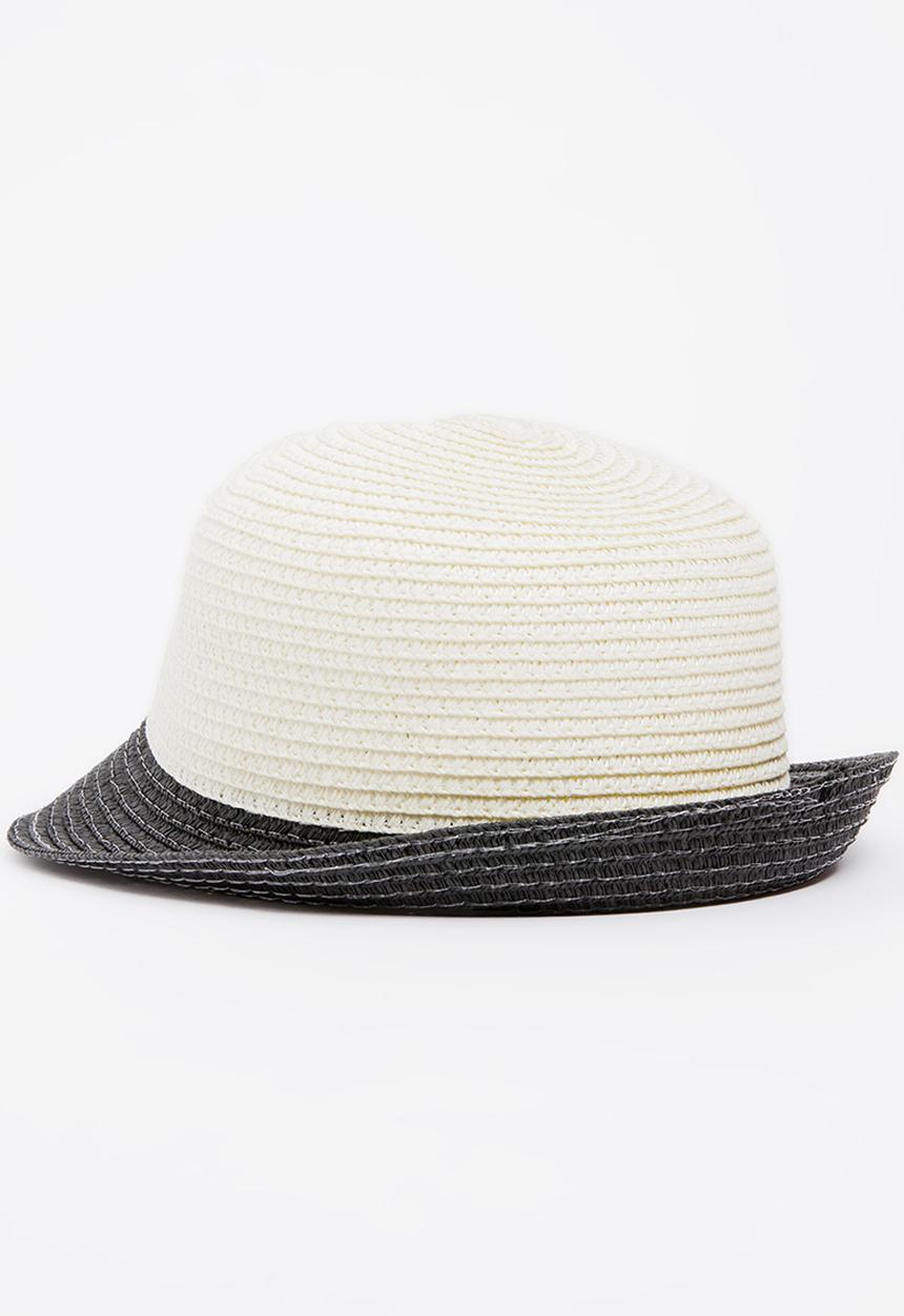 Pop Candy - Straw bucket hat - cream & black 