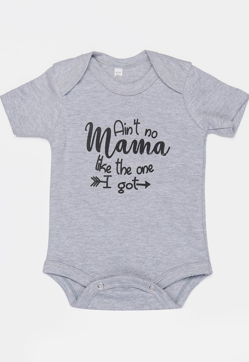 Funky Shop - Printed slogan baby grow - grey