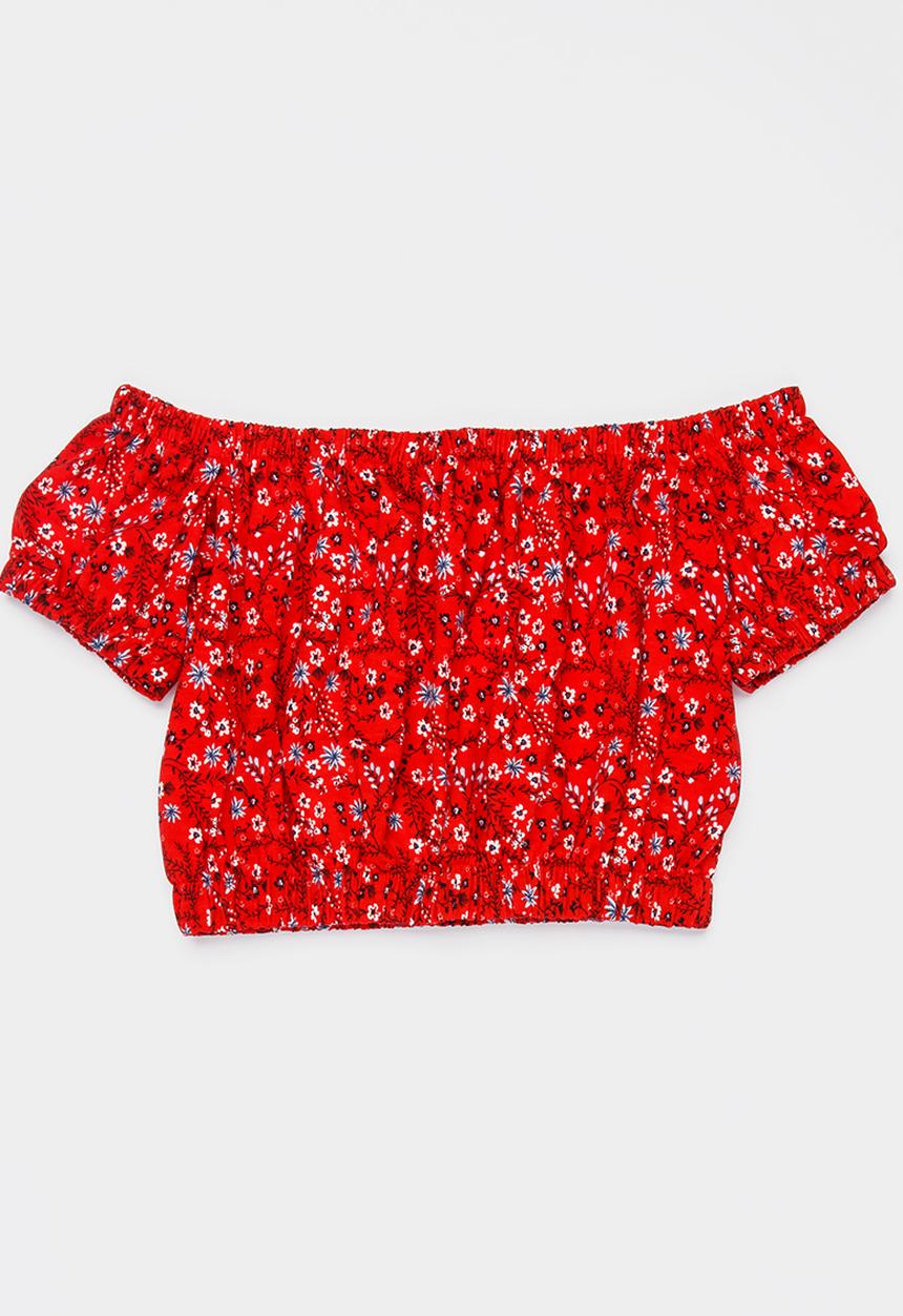 Rebel Republic - Bardot Crop Top Multi-colour