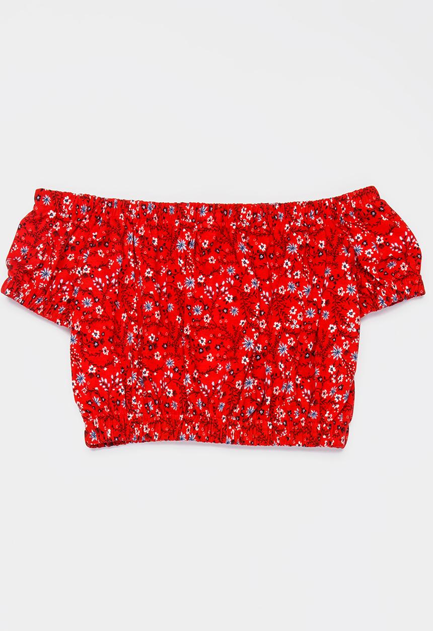 Rebel Republic - Bardot Crop Top Multi-colour
