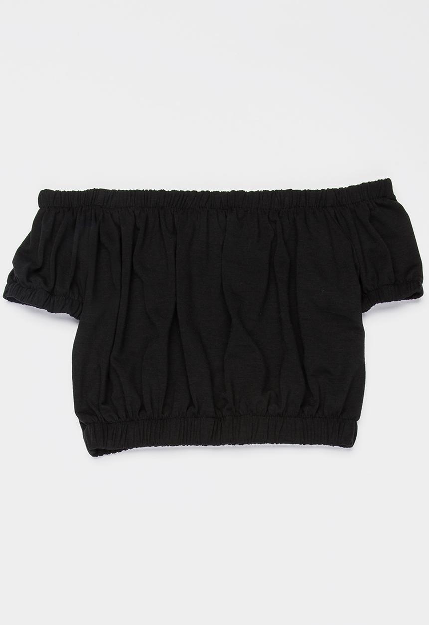 Rebel Republic - Bardot crop top - black
