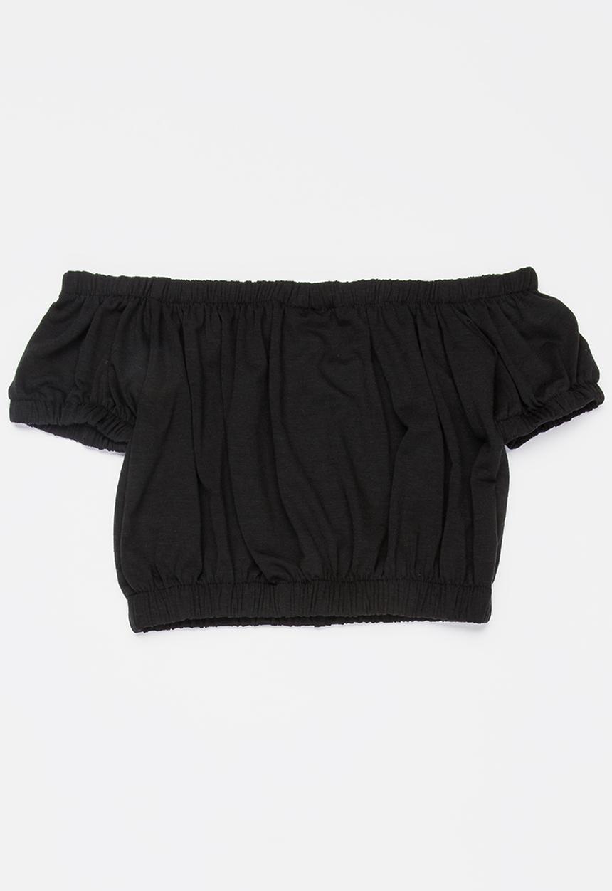 Rebel Republic - Bardot crop top - black