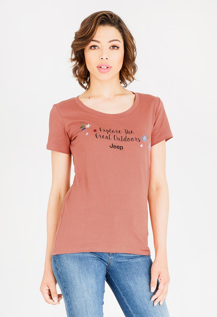 JEEP - Scoop neck T-shirt - brown