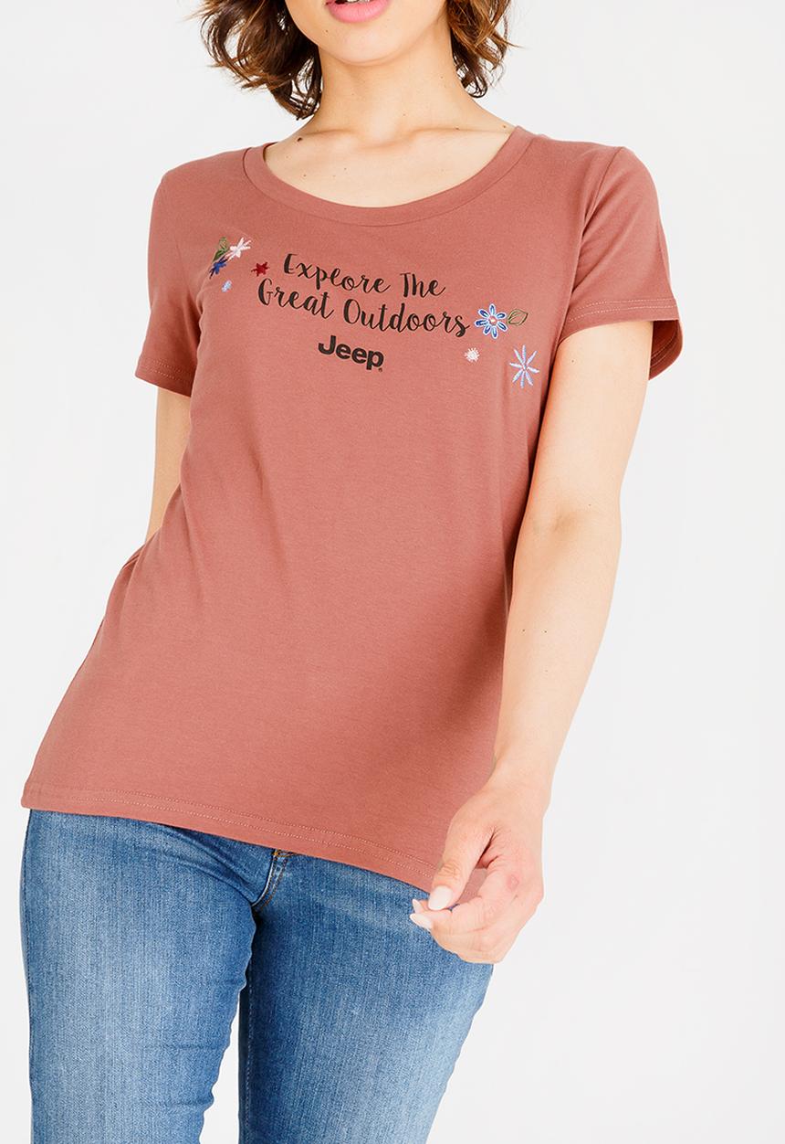 JEEP - Scoop neck T-shirt - brown