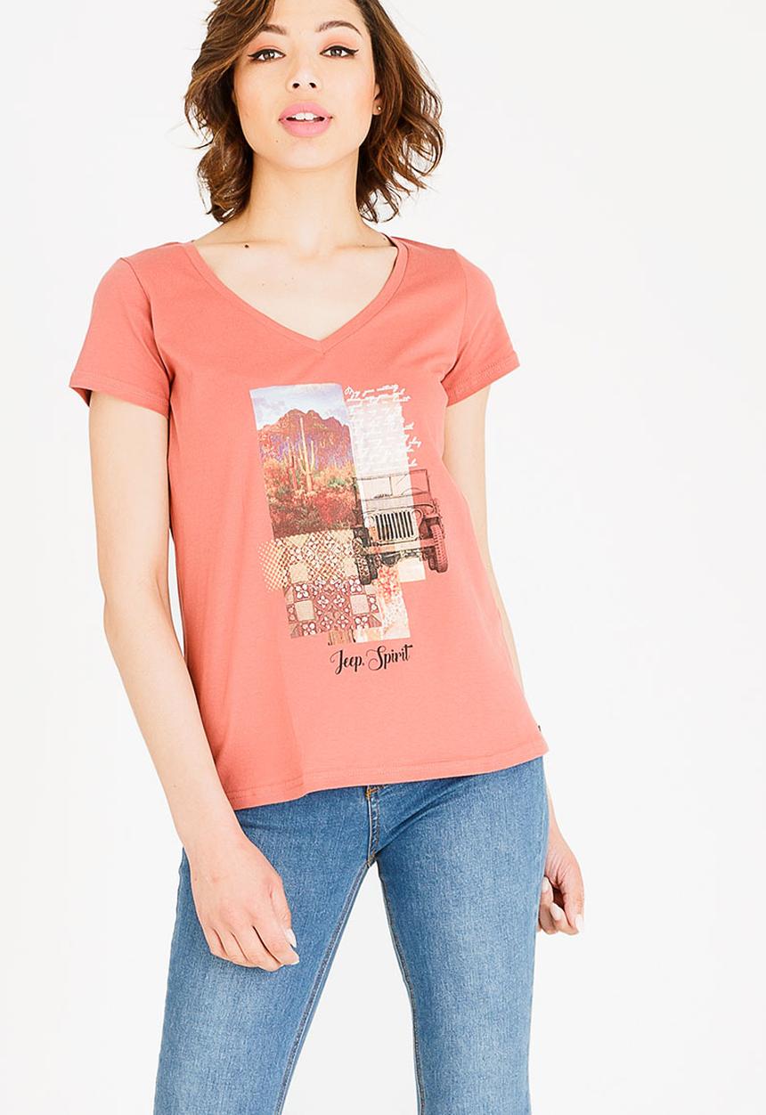 JEEP - Printed T-shirt Rust