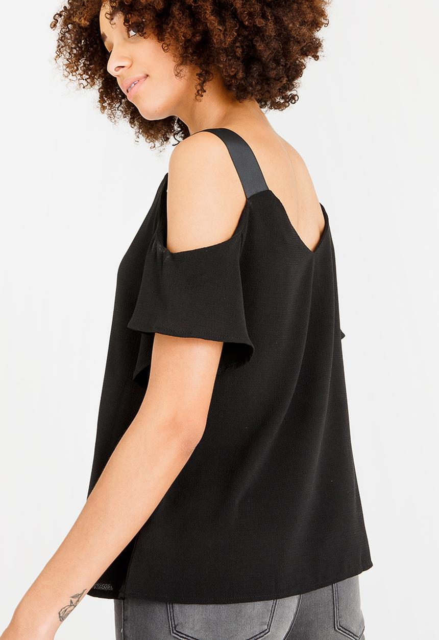 c(inch) - Cold Shoulder Blouse Black