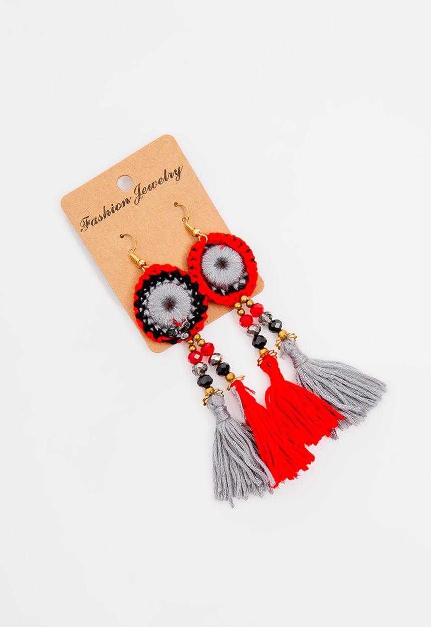 STYLE REPUBLIC - Earrings with tassel- red